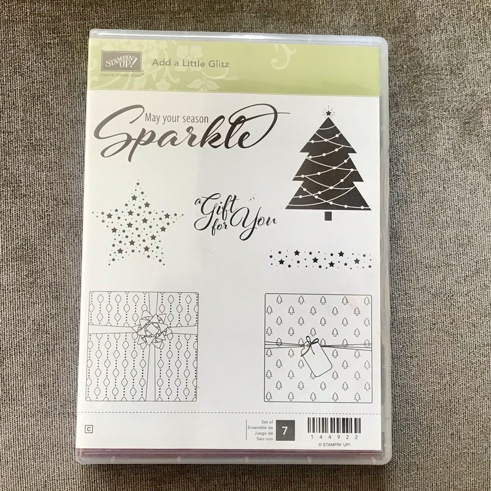 Stampin’ Up! 7 piece rubberr stamp set. Add a Little Glitz!